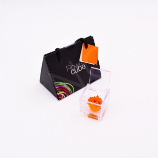 MINI FLOWERCUBE ROSA cm 4,5X4,5 + SHOPPER - ARANCIO/ORANGE