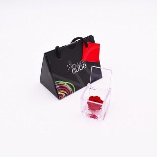 MINI FLOWERCUBE ROSA cm 4,5X4,5 + SHOPPER - ROSSO/RED