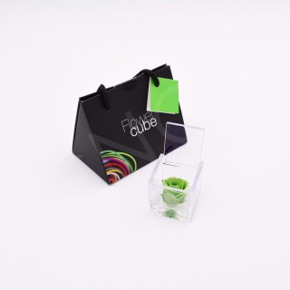 MINI FLOWERCUBE ROSA cm 4,5X4,5 + SHOPPER - VERDE/GREEN