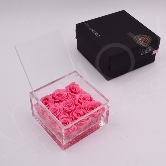 FLOWERCUBE 9  ROSE 15X15X8+ PACKAGING - COLORE ROSA