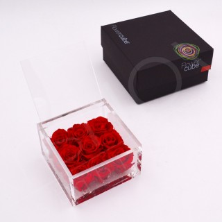 FLOWERCUBE 9  ROSE 15X15X8+ PACKAGING - COLORE ROSSO