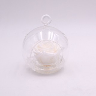 FLOWERBALL d.10 cm ROSA BACCARA + PACKAGING - COLORE AVORIO