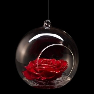 CHRISTMAS FLOWERBALL d.14 cm ROSA GRAND PRIX GLITTER - COLORE ROSSO - scatola nera