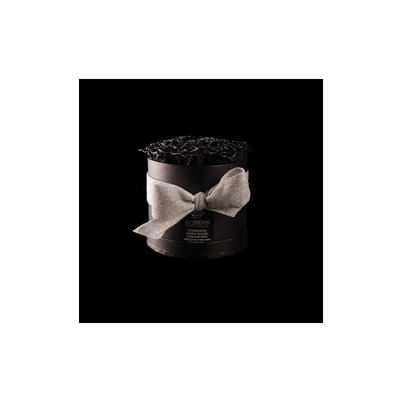 CHRISTMAS FLOWERBOX NERO 12 ROSE CHERIE GLITTER ARGENTO PROFUMATE d.14 cm + PACKAGING - COLORE NERO