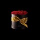 CHRISTMAS FLOWERBOX NERO 7 ROSE BACCARA GLITTER ORO PROFUMATE d.16 cm + PACKAGING - COLORE ROSSO