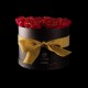 CHRISTMAS FLOWERBOX NERO 9 ROSE BACCARA GLITTER ORO PROFUMATE d.18 cm + PACKAGING - COLORE ROSSO