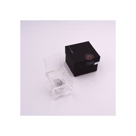 FLOWERCUBE ROSA GLITTER ARGENTO 6X6 + PACKAGING - COLORE BIANCO