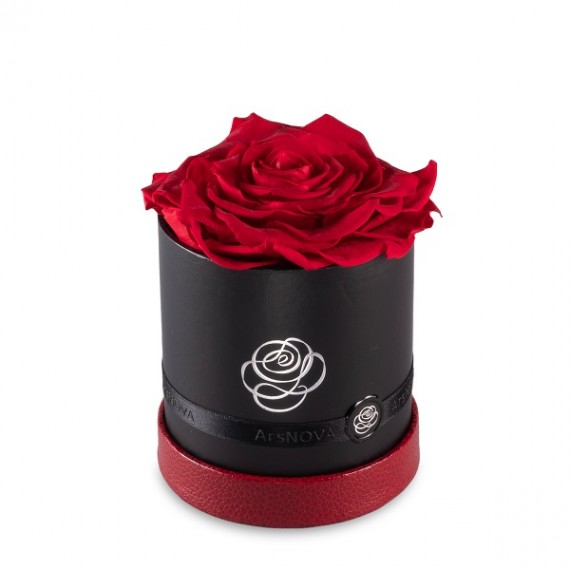 PASSION - FLOWERBOX BLACK - 1 MAXI ROSE d.12 cm + PACKAGING - RED COLOR