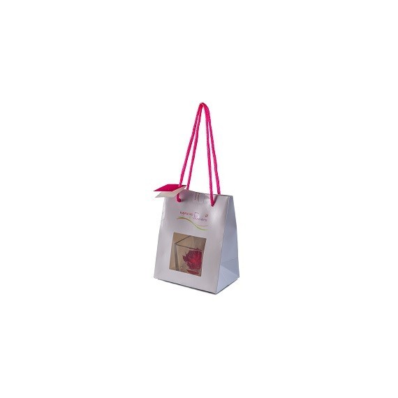 MADE IN FLOWERS BAG - CUBO VETRO 6X6 ROSA VERA PROFUMATA - COLORE DARK PINK