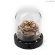 ROSA INCANTATA LUMINOSA PROFUMATA H 14 cm -  BASE IN LEGNO - COLORE ORO