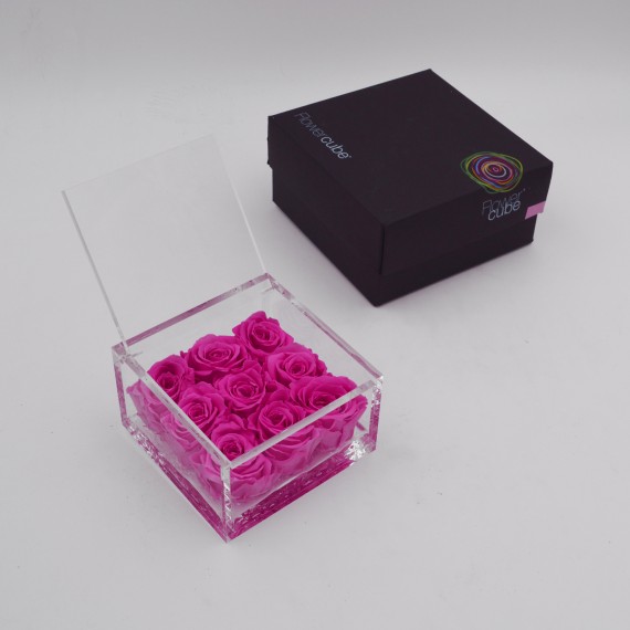 FLOWERCUBE 9  ROSE 10X10X6+ PACKAGING - FUCSIA/FUCHSIA