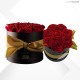 CHRISTMAS FLOWERS BOX NERO 7 ROSE BACCARA GLITTER ORO PROFUMATE d.16 cm + PACKAGING - COLORE ROSSO